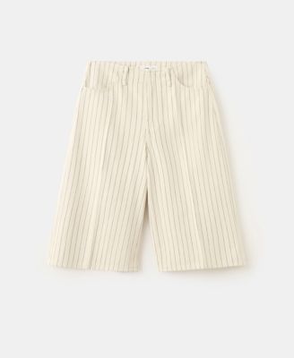 Women's Mid-Rise Striped Bermuda Shorts