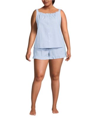 Plus Size Seersucker 2 Piece Pajama Set - Tank and Shorts