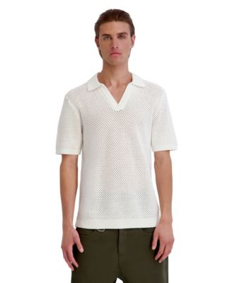 Men's Open Weave Johnny Collar Polo Shirt