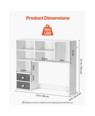 3 Tier Desktop Bookshelf 37 x 10 x 31.1 in Office Storage Organizer