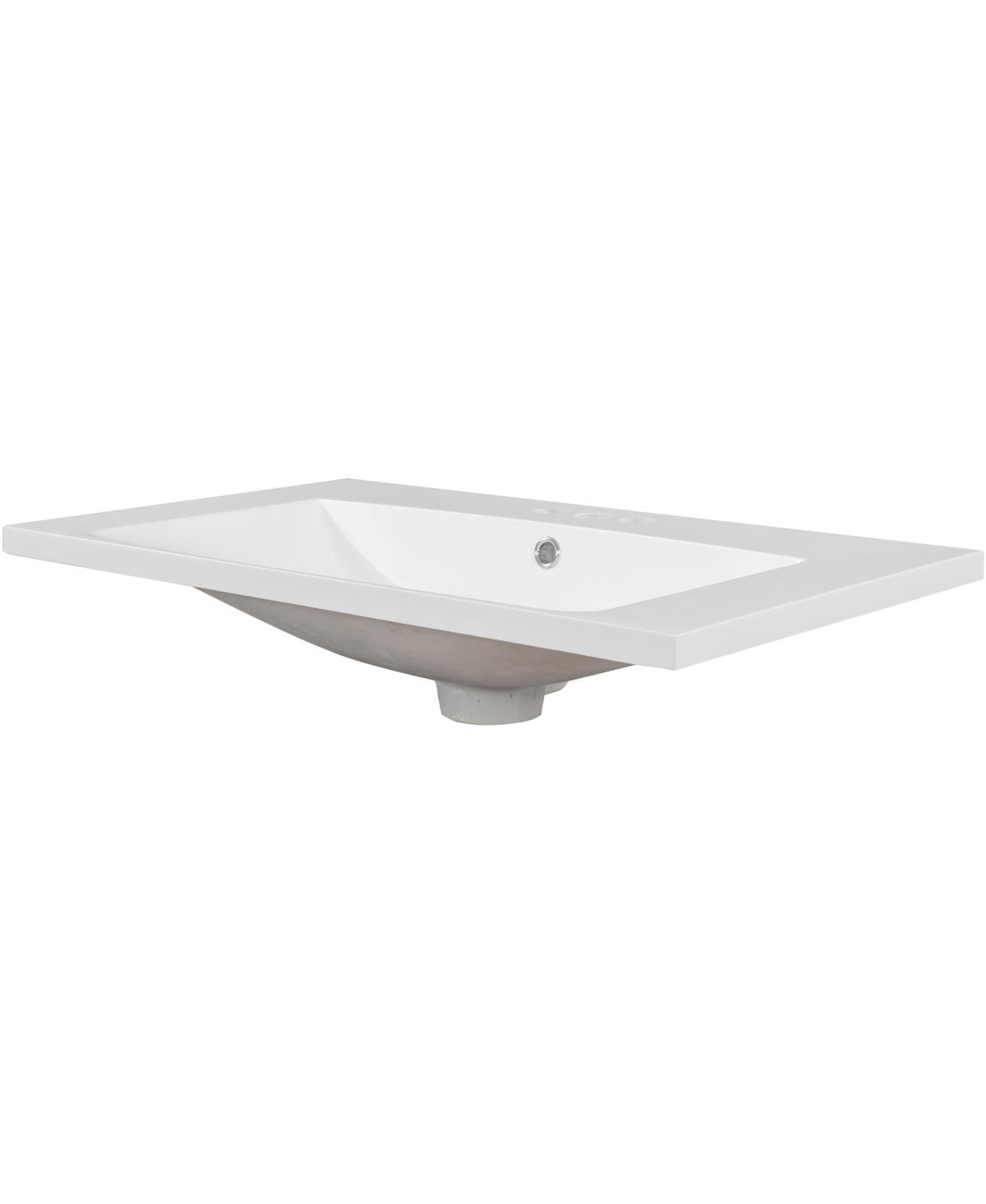 Sillysis Rectangular Ceramic Vanity Top with Sink, 3 Faucet Holes, Easy Maintenance