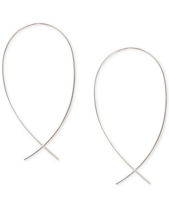 Lauren Ralph Lauren - Silver-Tone Sculptural Threader Hoop Earrings