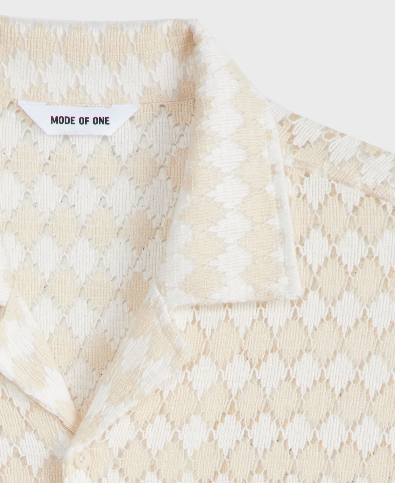 Men's Diamond-Crochet Camp Shirt