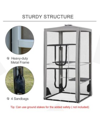 Large Indoor/Outdoor Cat House Playpen with 3 Platforms Door