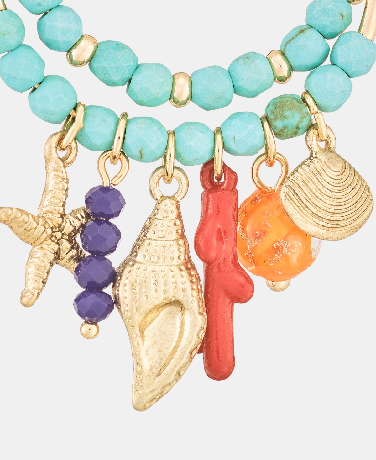 lonna & lilly Sealife Charm Beaded Hoop Earrings