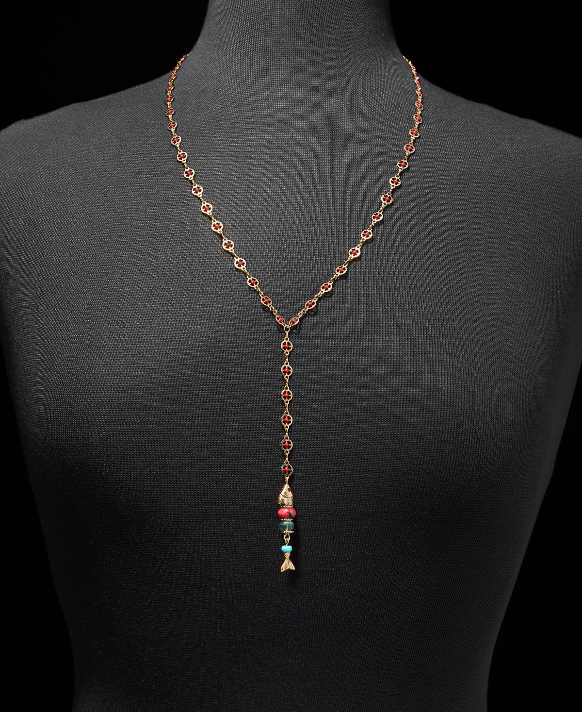 lonna & lilly Bead Fish Lariat Necklace, 24" + 3" extender