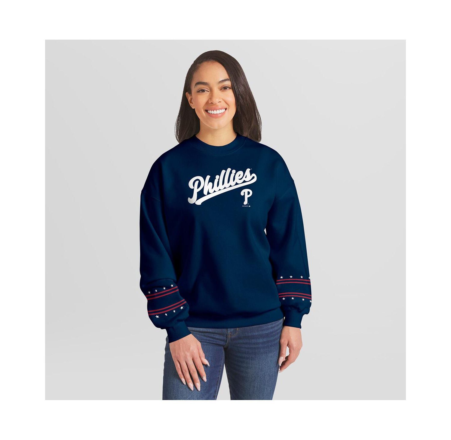 Women's Navy Philadelphia Phillies Americana Heavyweight Fleece Sweatshirt