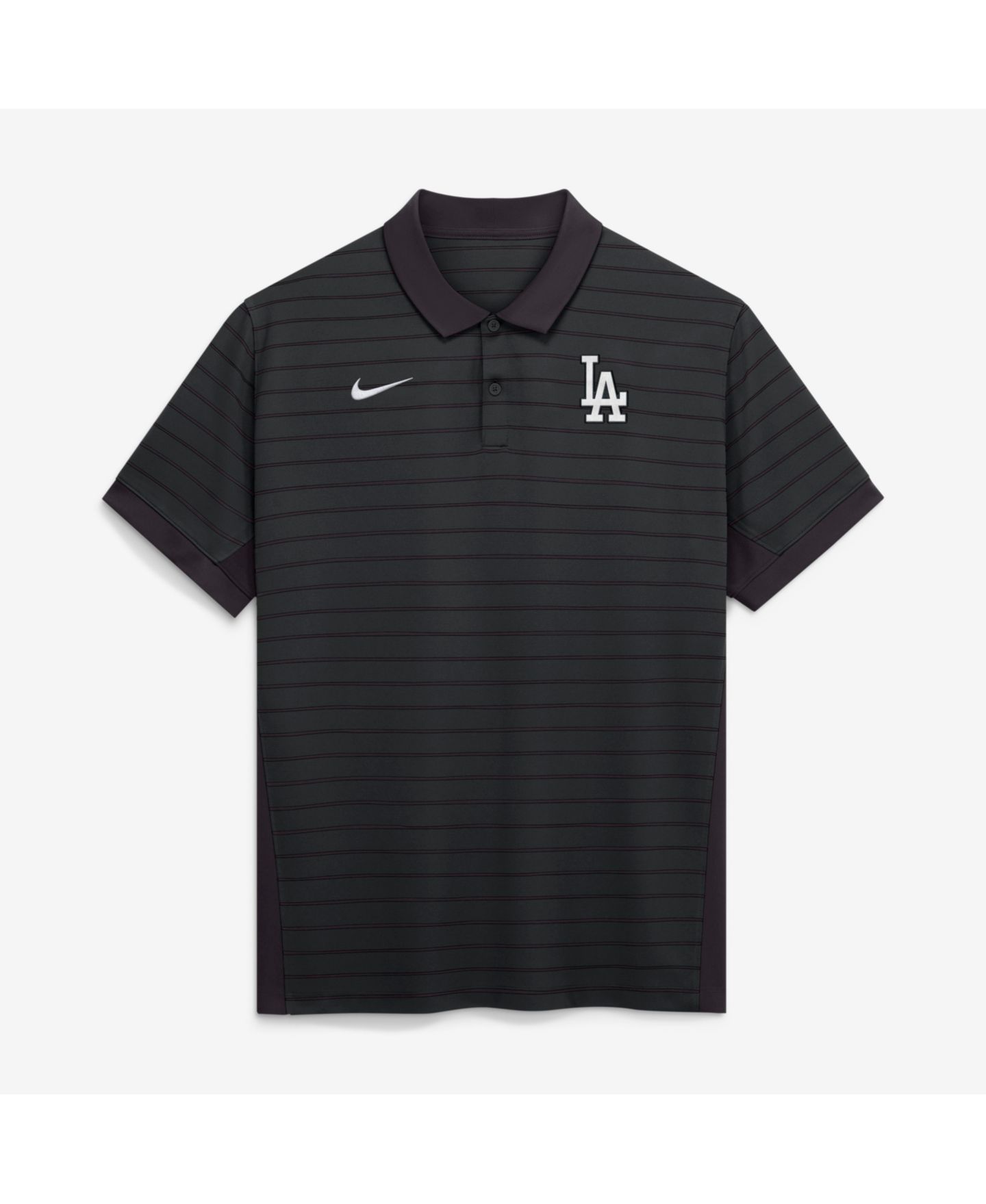 Мужское поло Nike Black Los Angeles Dodgers Authentic Collection Striped Victory Dri-FIT Polo Shirt — фото 5