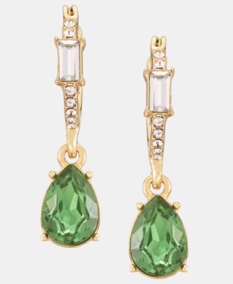 Pear-Shape Crystal Charm Hoop Earrings