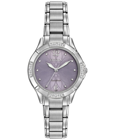 Citizen Women's Eco-Drive Diamond Accent Stainless Steel Bracelet Watch 30mm EM0450-53X