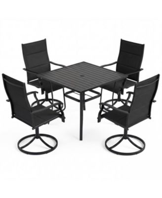 5-Piece Outdoor Dining Set with 4 Swivel Rocking Chairs and Inch Square Table