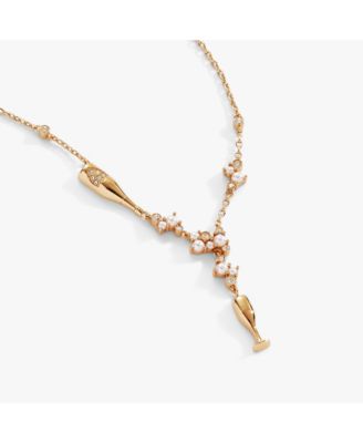 Champagne Pearl and Crystal Pendant Necklace