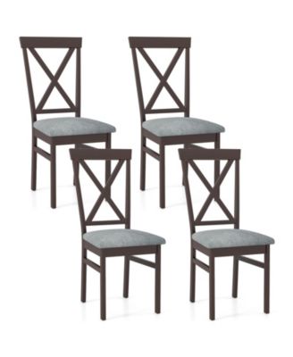 Modern Dining Chairs Set of 4 with Rubber Wood Frame Hollowed Backrest for Kitchen