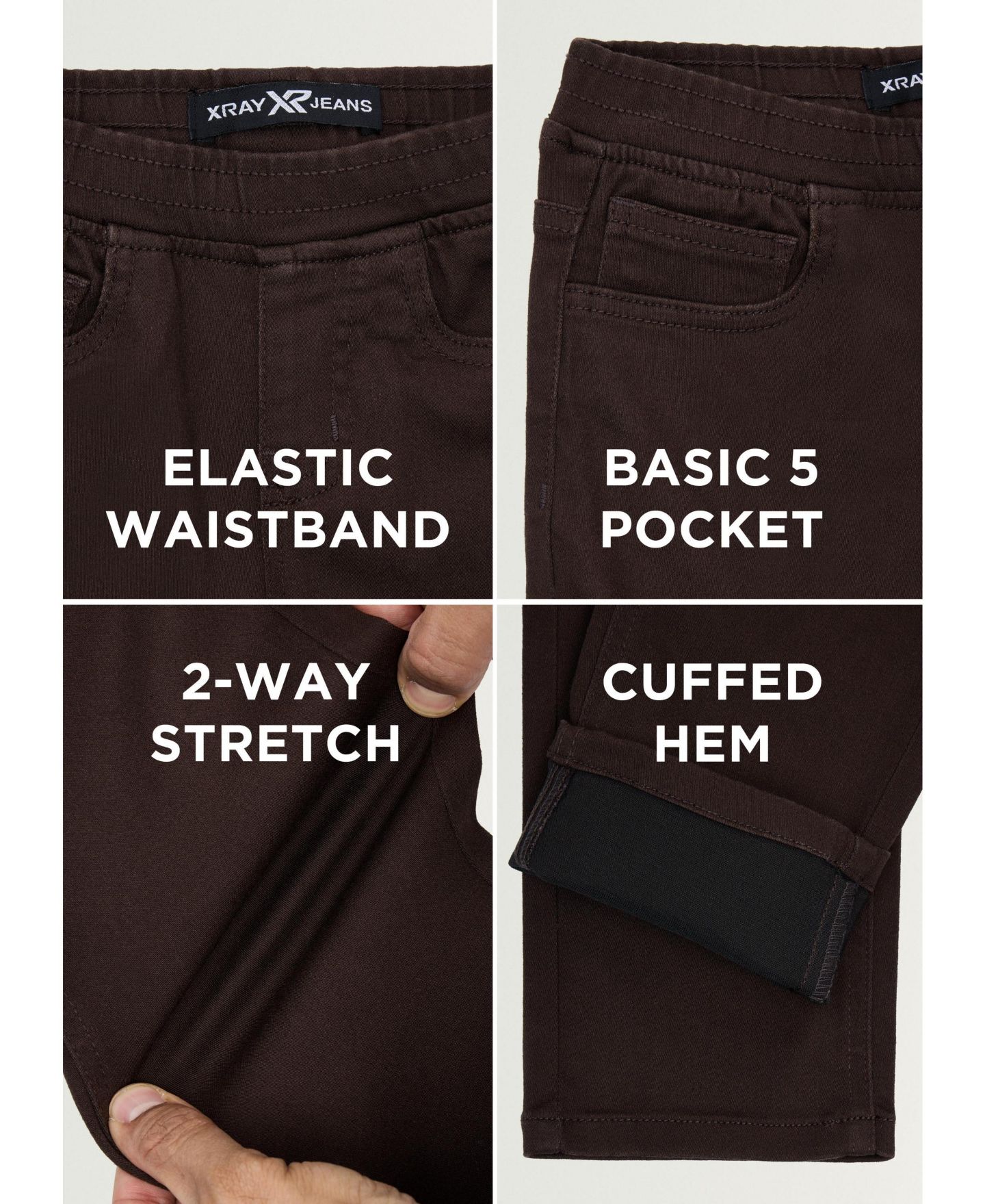 Брюки XRAY X RAY Elastic Waist Five Pocket Commuter Pants для мальчиков-малышей, цвет: Шоколадный — фото 4