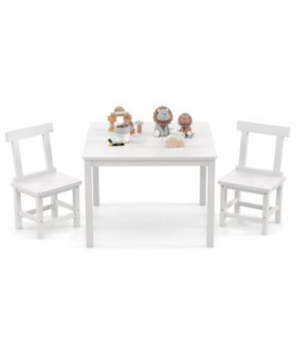 Wooden Kids Table and 2 Chairs Set with Anti-slip Foot Pads