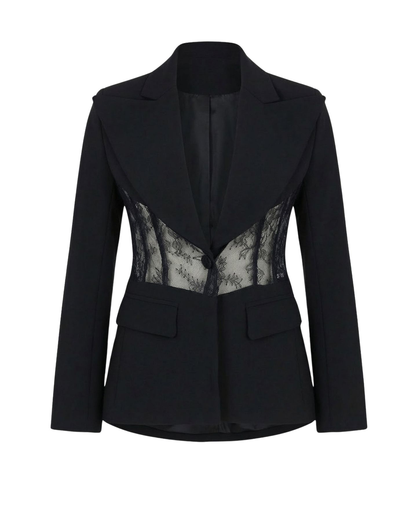 Женский пиджак Modenaire Lace Panel Deep V-Neck Tailored Blazer — фото 5