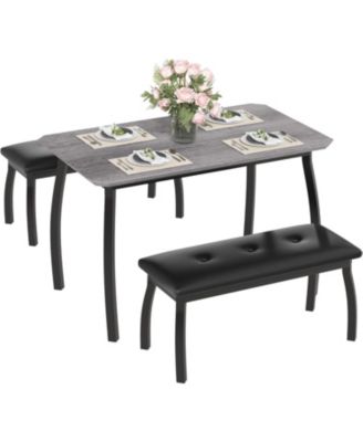 3-Piece Farmhouse Dining Set with 2 Benches, Compact 4-Seater for Small Spaces
