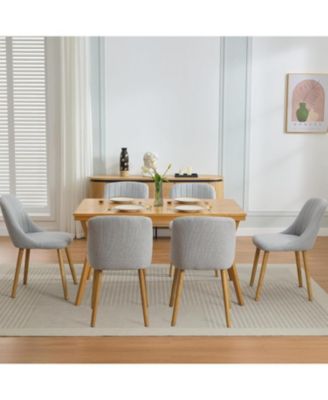 Dining Chairs Set of 6,Modern Fabric Upholstered Kitchen Chairs with Solid Legs, Weight Capacity 300lbs