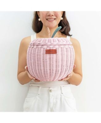 Apple Handcrafted Rattan Storage Basket - Wicker, Small