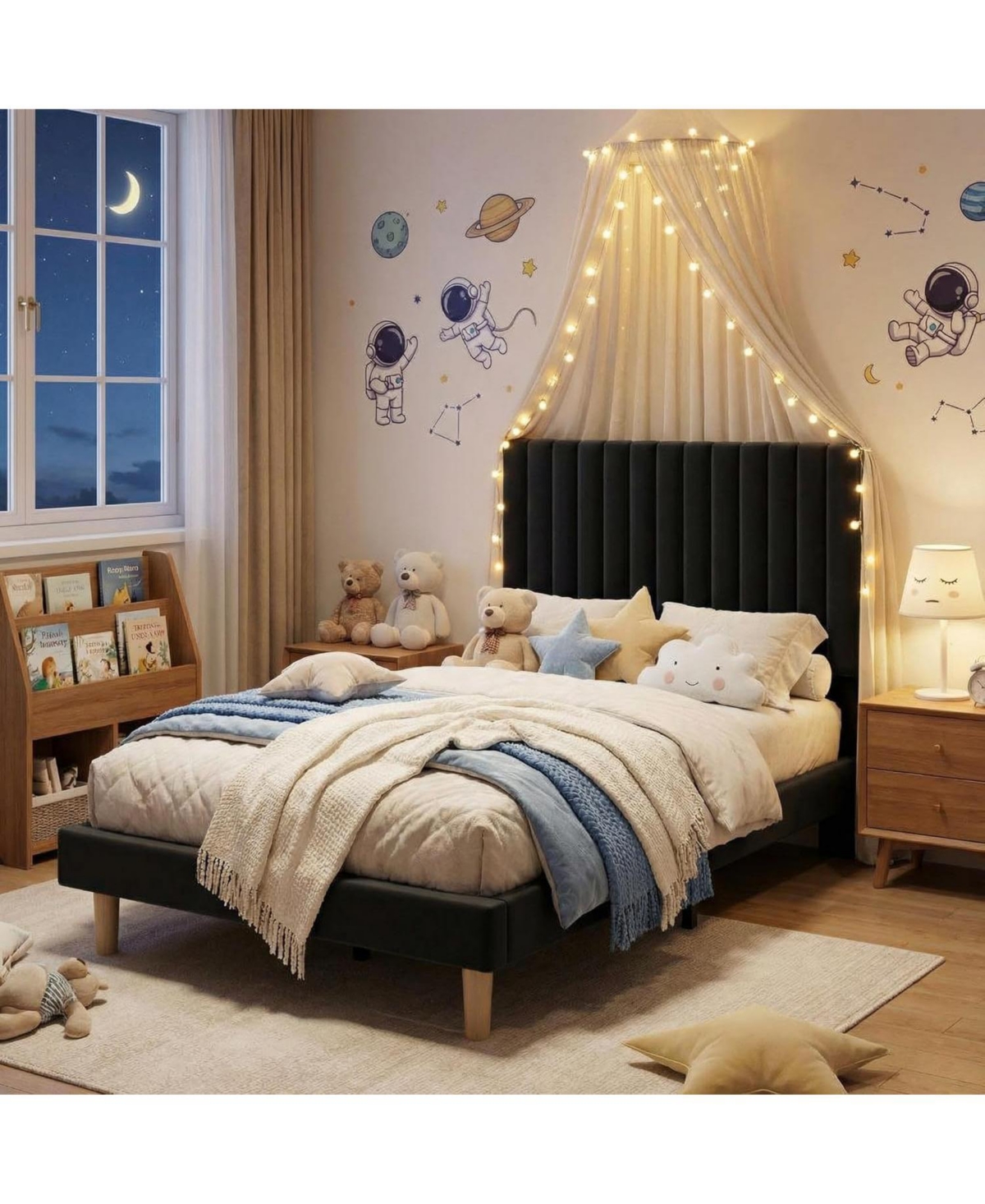 gaomon Upholstered Platform Bed with Adjustable Tufted Headboard and Slat Support