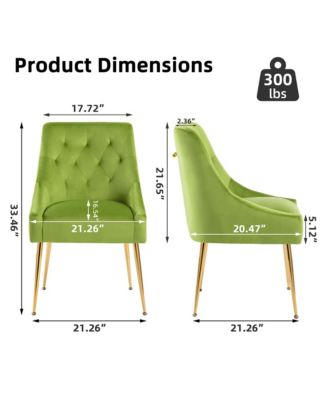 Velvet Upholstered Dining Chairs Set of 6, Mid Century Modern Kitchen Chairs with 5.12" Cushions and Back Pull Rod