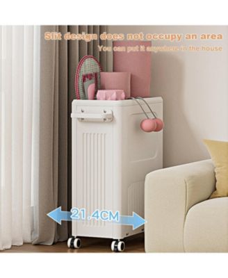 2 Pack Rolling Laundry Hamper with Lid, Collapsible Plastic Clothes Basket with Wheels