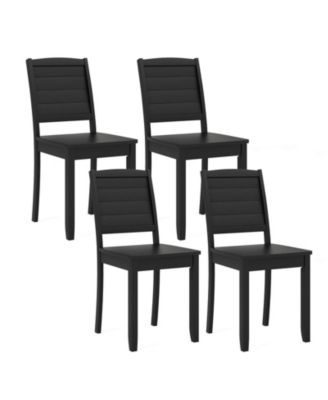 4 PCS Armless Wood Dining Chair w/ Rubber Wood Legs Curved Backrest Kitchen