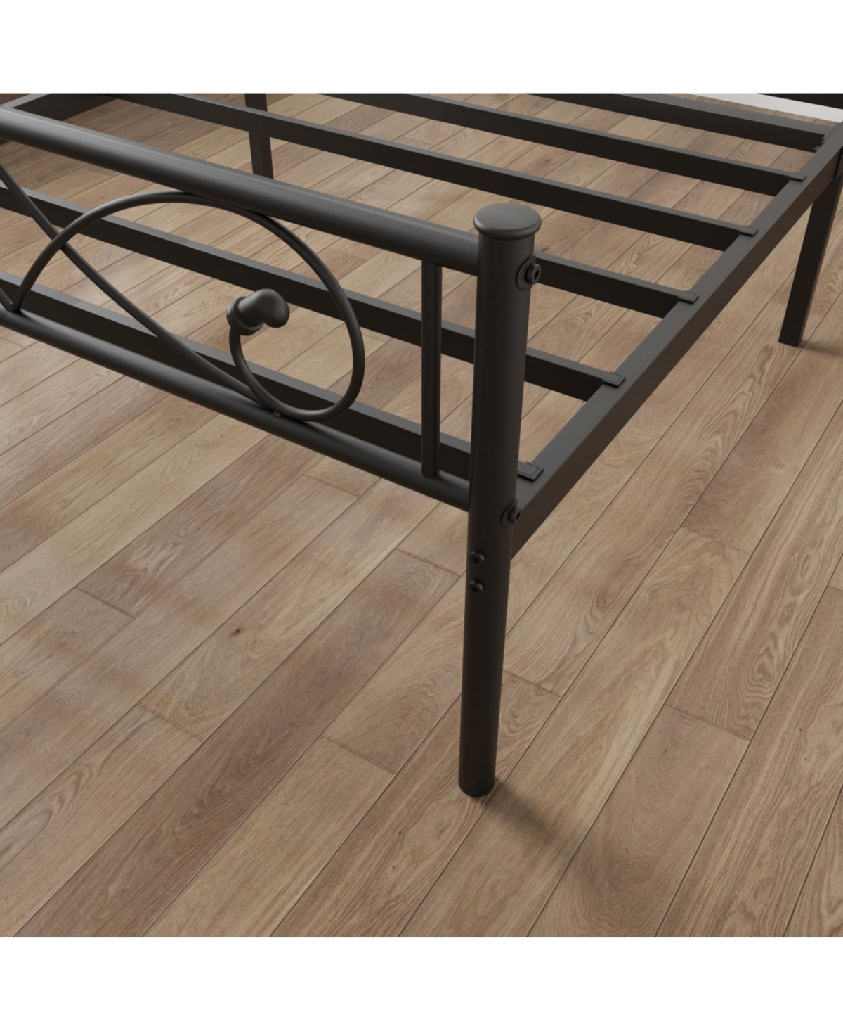 Homfan Metal Platform Bed Frame with Fist-Style Headboard and Footboard, Underbed Storage and Metal Slats