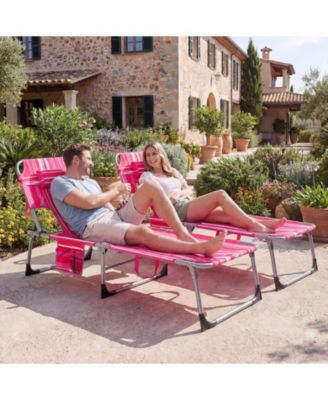 Patio Beach Lounge Chair Folding Chaise Lounge w/ Pillow Hot