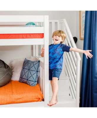 Max and Lily Bed Frame, Farmhouse Solid Wood Platform Bed with Slatted Headboard