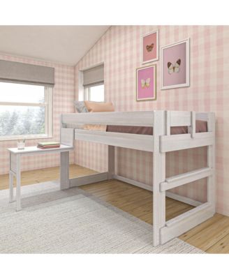 Solid Wood Loft Bed with Desk, Modern Farmhouse High Twin Loft Bed For Kids