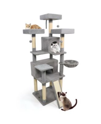 Cat Tree 65 in with 3 Upholstered Perches and 2 Condos