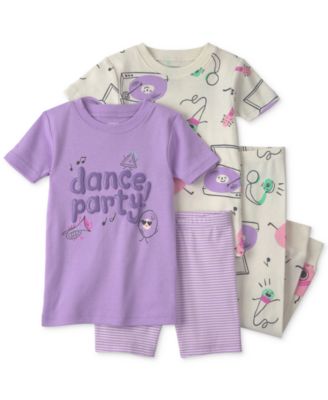 Toddler Girls' 2T-5T Dance Party Short-Sleeve T-Shirt, Shorts and Pants, 4-Piece Pajama Set