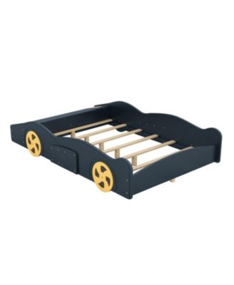 Race Car Shaped Platform Bed, with Wheels and Storage, Wood Car Bed Frame, No Box Spring Needed, Easy Assembly