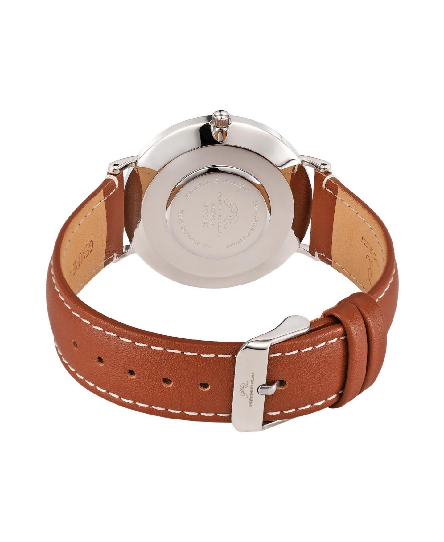 Мужские часы Porsamo Bleu Rowan Genuine Leather Band Watch 1471CROL, цвет: Серебристый / Коричневый — фото 3