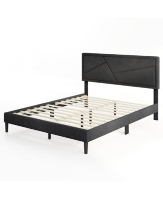 Platform Bed Frame with High Upholstered Headboard