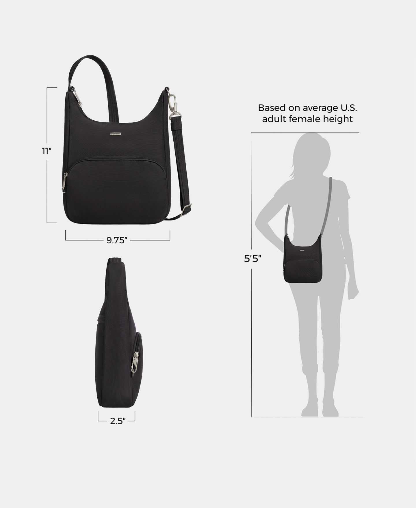 Сумка Travelon Anti-Theft Classic Messenger, цвет: Чёрный — фото 15