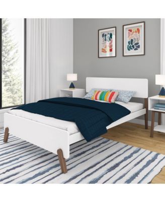 Bed Frame, Mid-Century Modern Solid Wood Platform Bed for Kids, Strong Wood Slat Support, No Box Spring Needed