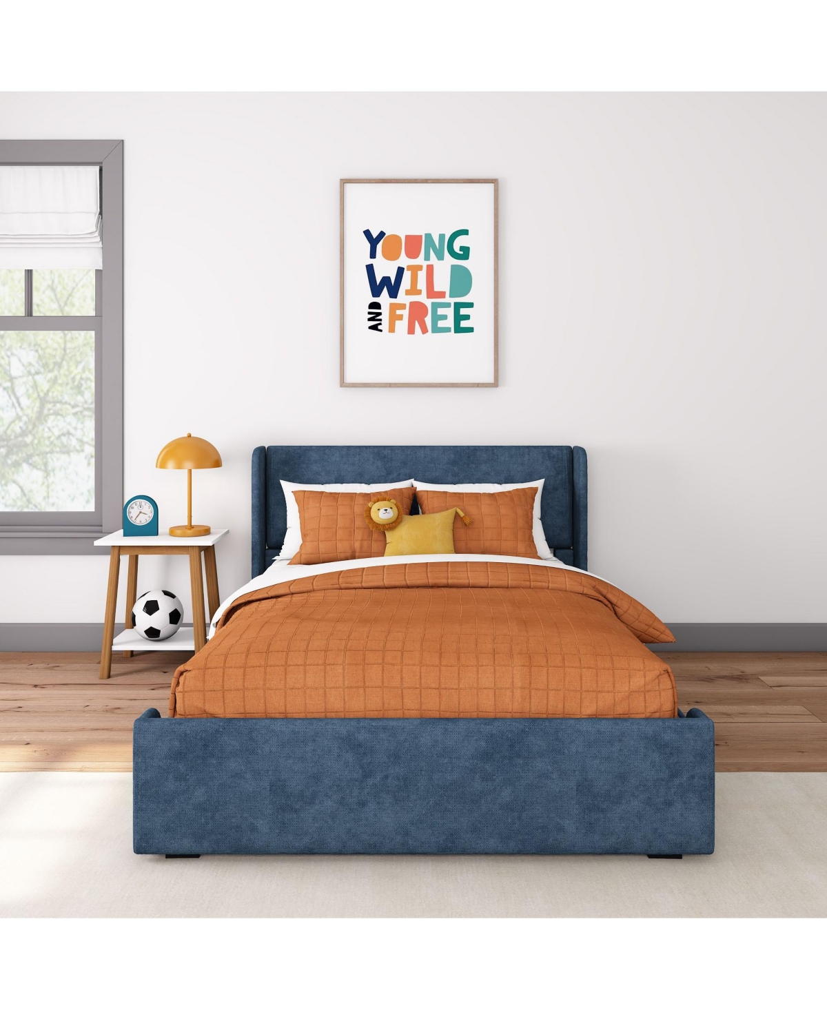 Max & Lily Full Upholstered Rectangular Headboard Platform Bed Frame with 2 Drawer Side Storage