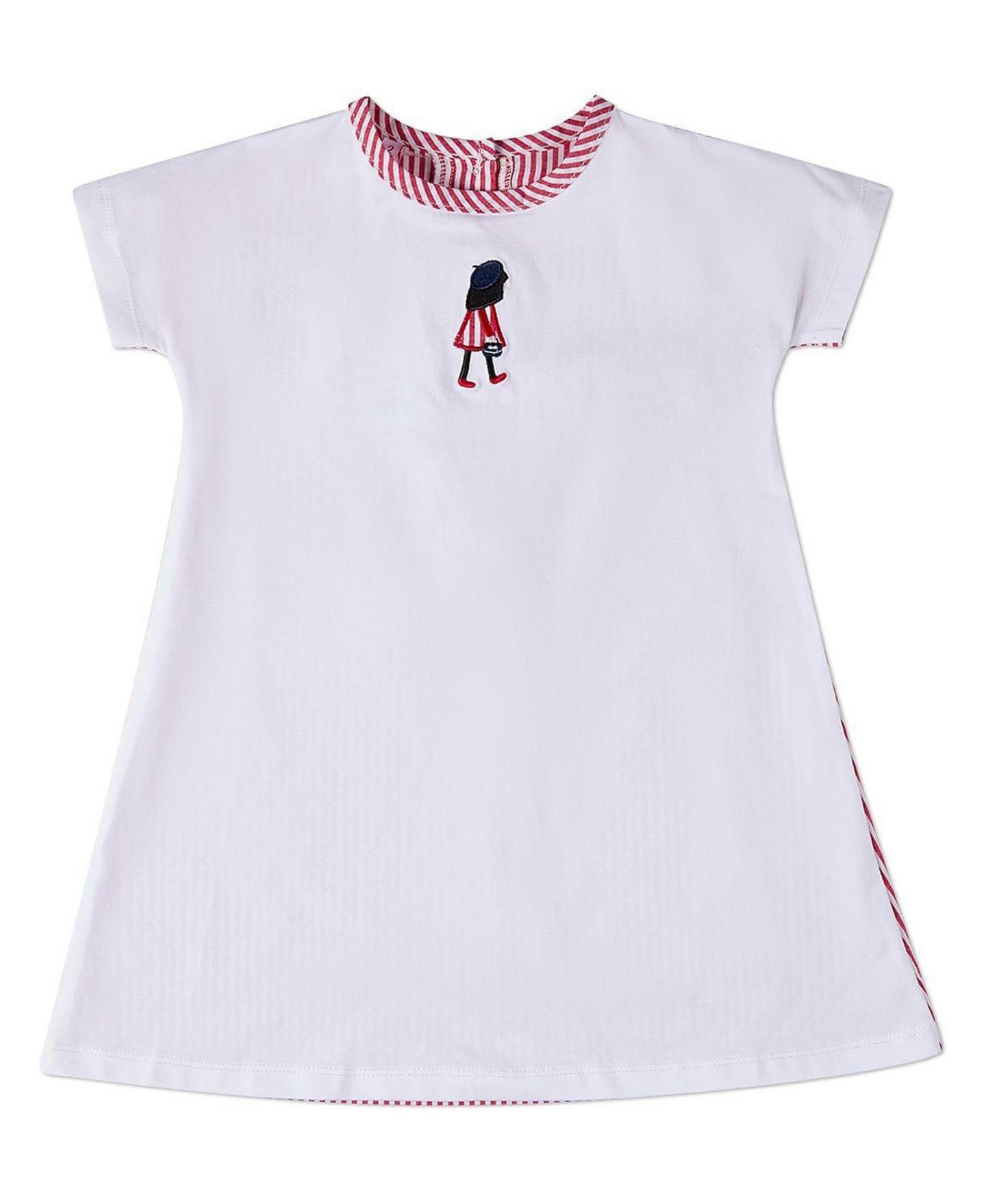 Платье MeMoi Striped Solid The 2-8 Favorite Purse Cotton-Rich A-Line Dress для девочек, цвет: Белый красный — фото 1