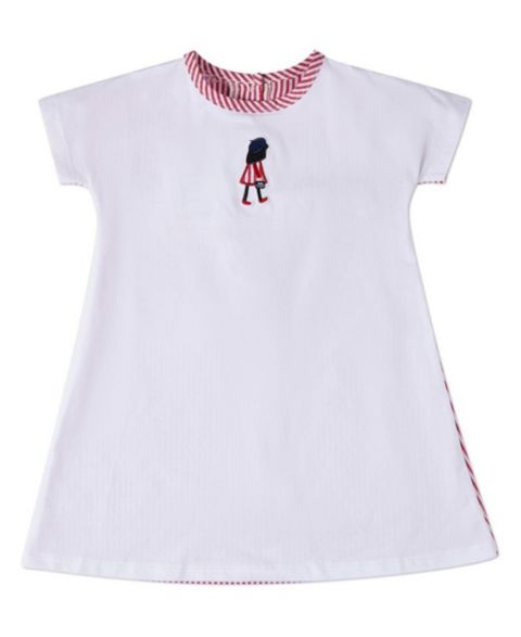 Платье MeMoi Striped Solid The 2-8 Favorite Purse Cotton-Rich A-Line Dress для девочек, цвет: Белый красный