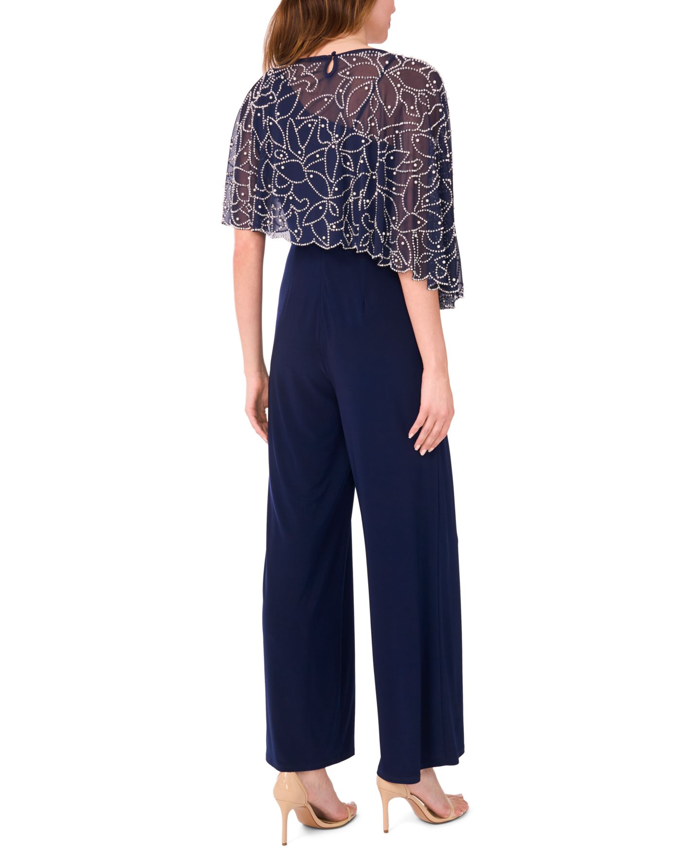 Женский комбинезон MSK Petite Polyester-Blend Crewneck Jumpsuit, цвет: Тёмно-синий — фото 4