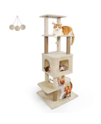 Cat Tree 64 inch with 2 Condos and Jute Scratching Posts