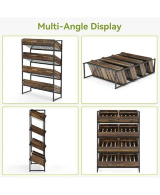 4-Tier Fruit and Vegetable Storage Basket Stand Rack, Retail Display Shelf, Large Snack Shelf