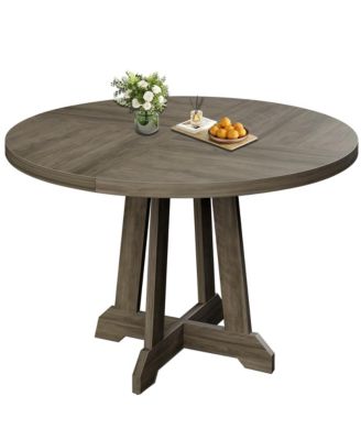 4-6 Person 47" Round Farmhouse Wooden Dining Table
