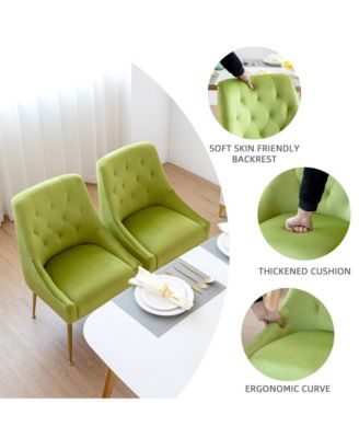 Velvet Upholstered Dining Chairs Set of 4, Mid Century Modern Kitchen Chairs with 5.12 inches Cushions and Back Pull Rod