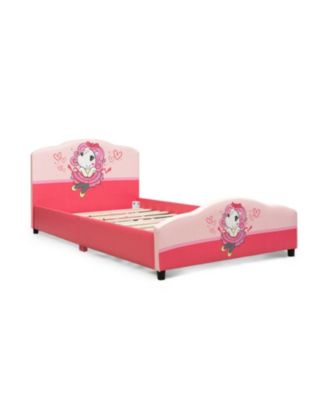 Upholstered Toddler Platform Bed with Playful Girl Pattern