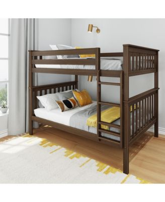 Max and Lily Full over Full Bunk Bed for Kids, Solid Wood Platform Bed, No Box Spring Needed
