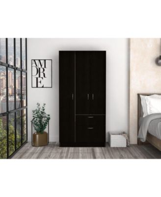  Primavera Armoire with Double Door Cabinets One Drawer Metal Rod and Five Shelves High Storage Organizer