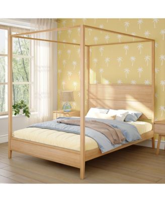 Max and Lily Haven Canopy Bed with Square Post and Wood Headboard (Queen)